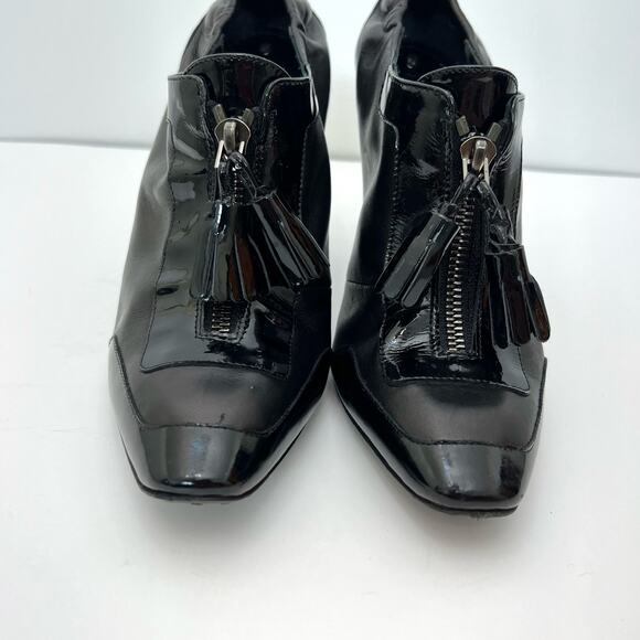 CELINE Zip-Up Leather Heeled Booties Black with Tassels Made in Italy 36 (US 6) - Picture 3 of 13